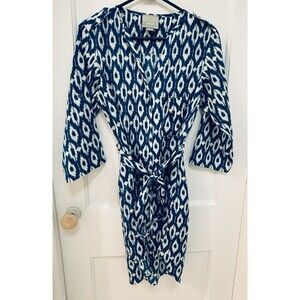 Maeve Anthropologie Womens Dress Size XS Blue Printed Shirt Sheath Knee Length‎